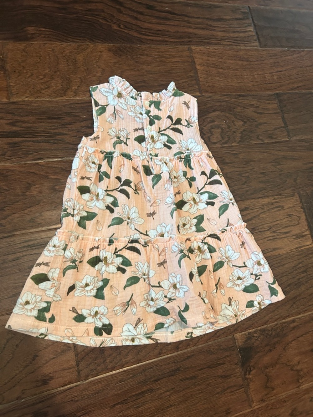 Mud Pie Peach Floral Ruffle Tiered Dress - Picture 3 of 3